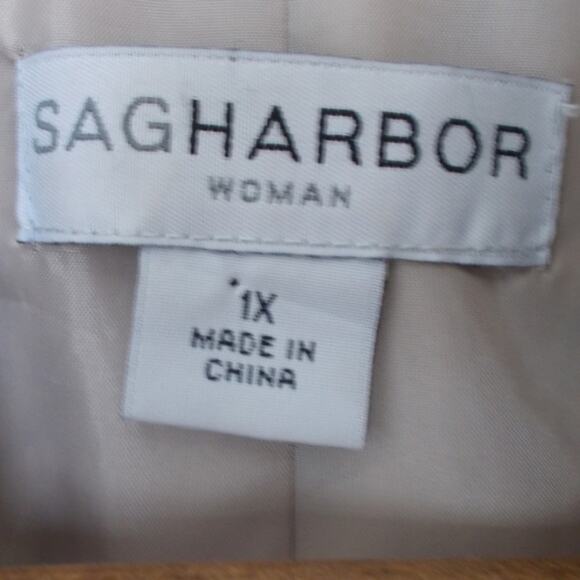 Vintage Sag Harbor Abstract Animal Print Linen Blend Plus Size Blazer Sz 1X - Picture 3 of 5